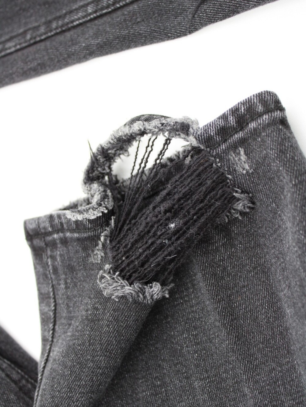 Ultra High Rise Ankle Straight Distressed Black Jeans Size 28 (5/6) - Picture 6 of 7